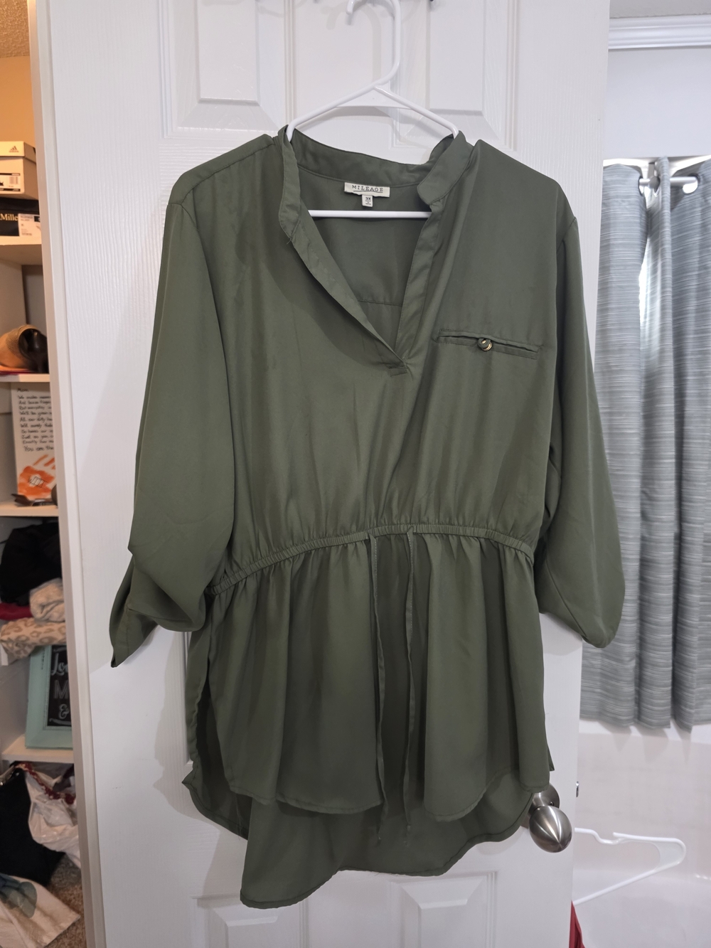 Tie-Waist Olive Peplum Tunic